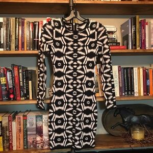 Tribal Print Long Sleeve Sweater Dress
